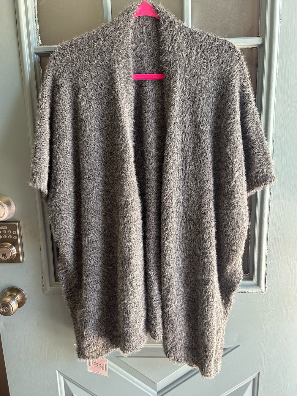 Super Soft Boho Fuzzy Shawl Open Front Cardigan Sweater Cocoon Wrap Poncho Grey